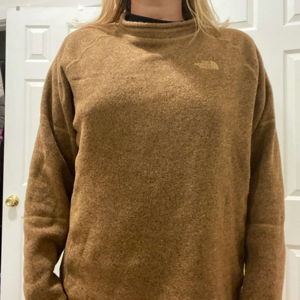 Brown northface mock neck sweatshirt